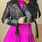 Biker similpelle con strass