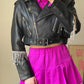 Biker similpelle con strass